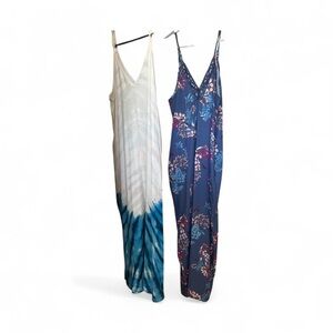Blue and White Tie-Dye Maxi Dress and Floral Maxi Dress